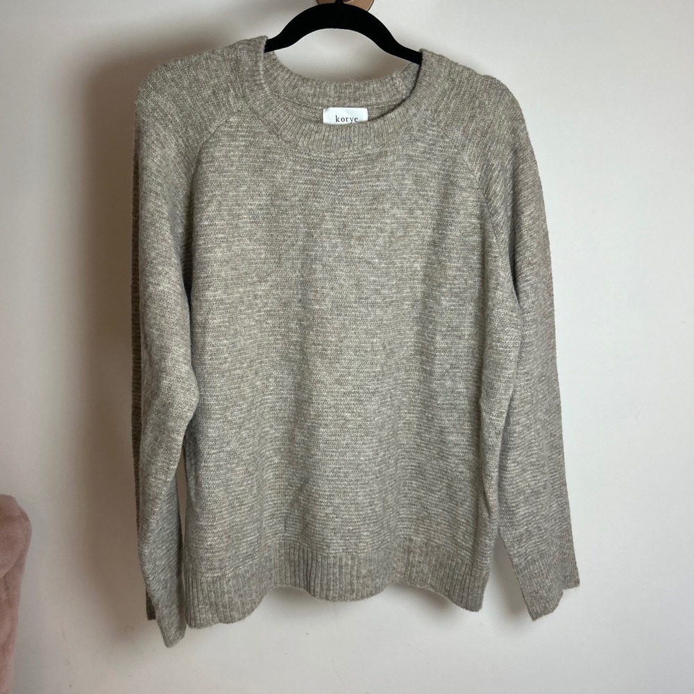 Korye Womens Oatmeal Heather Raglan Sleeve Crewneck Knit Sweater 1X 82666-X